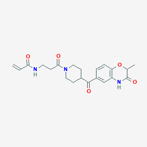 molecular formula C21H25N3O5 B2782964 N-[3-[4-(2-Methyl-3-oxo-4H-1,4-benzoxazine-6-carbonyl)piperidin-1-yl]-3-oxopropyl]prop-2-enamide CAS No. 2201506-46-7