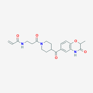 N-[3-[4-(2-Methyl-3-oxo-4H-1,4-benzoxazine-6-carbonyl)piperidin-1-yl]-3-oxopropyl]prop-2-enamide