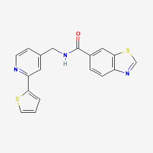 molecular formula C18H13N3OS2 B2782970 N-((2-(thiophen-2-yl)pyridin-4-yl)methyl)benzo[d]thiazole-6-carboxamide CAS No. 1903592-76-6