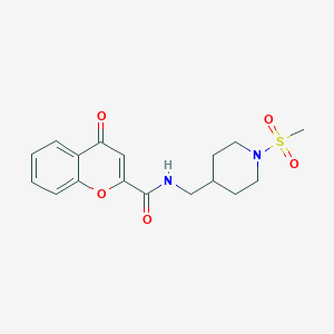 molecular formula C17H20N2O5S B2782972 N-((1-(methylsulfonyl)piperidin-4-yl)methyl)-4-oxo-4H-chromene-2-carboxamide CAS No. 1234949-34-8
