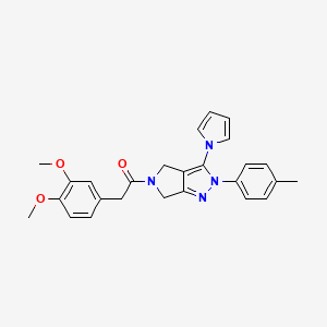 molecular formula C26H26N4O3 B2782975 1-(3-(1H-pyrrol-1-yl)-2-(p-tolyl)pyrrolo[3,4-c]pyrazol-5(2H,4H,6H)-yl)-2-(3,4-dimethoxyphenyl)ethanone CAS No. 1334372-39-2