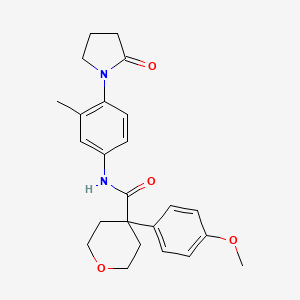 molecular formula C24H28N2O4 B2782976 4-(4-methoxyphenyl)-N-(3-methyl-4-(2-oxopyrrolidin-1-yl)phenyl)tetrahydro-2H-pyran-4-carboxamide CAS No. 1324523-83-2