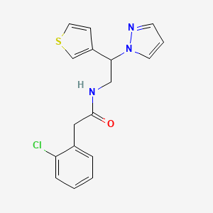 molecular formula C17H16ClN3OS B2782977 N-(2-(1H-pyrazol-1-yl)-2-(thiophen-3-yl)ethyl)-2-(2-chlorophenyl)acetamide CAS No. 2034340-21-9