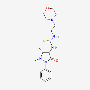 molecular formula C18H25N5O2S B2782979 1-(1,5-dimethyl-3-oxo-2-phenyl-2,3-dihydro-1H-pyrazol-4-yl)-3-(2-morpholinoethyl)thiourea CAS No. 342780-59-0