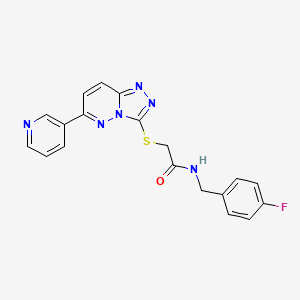molecular formula C19H15FN6OS B2782994 N-[(4-fluorophenyl)methyl]-2-[(6-pyridin-3-yl-[1,2,4]triazolo[4,3-b]pyridazin-3-yl)sulfanyl]acetamide CAS No. 891107-66-7