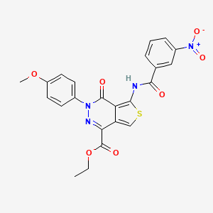 molecular formula C23H18N4O7S B2783001 Ethyl 3-(4-methoxyphenyl)-5-[(3-nitrobenzoyl)amino]-4-oxothieno[3,4-d]pyridazine-1-carboxylate CAS No. 851952-11-9