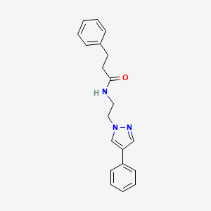 molecular formula C20H21N3O B2783004 3-phenyl-N-(2-(4-phenyl-1H-pyrazol-1-yl)ethyl)propanamide CAS No. 2034291-57-9