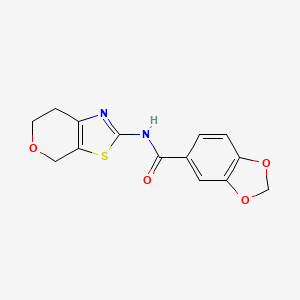 molecular formula C14H12N2O4S B2783007 N-(6,7-dihydro-4H-pyrano[4,3-d]thiazol-2-yl)benzo[d][1,3]dioxole-5-carboxamide CAS No. 1421583-76-7
