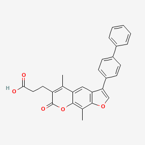 molecular formula C28H22O5 B2783008 3-[5,9-Dimethyl-7-oxo-3-(4-phenylphenyl)furo[3,2-g]chromen-6-yl]propanoic acid CAS No. 858746-92-6