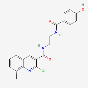 molecular formula C20H18ClN3O3 B2783015 N-{2-[(2-chloro-8-methylquinolin-3-yl)formamido]ethyl}-4-hydroxybenzamide CAS No. 2094173-37-0