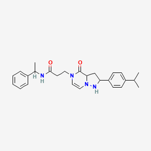molecular formula C26H28N4O2 B2783016 3-{4-oxo-2-[4-(propan-2-yl)phenyl]-4H,5H-pyrazolo[1,5-a]pyrazin-5-yl}-N-(1-phenylethyl)propanamide CAS No. 1326854-06-1