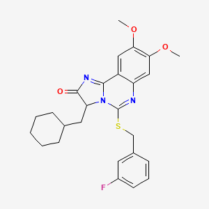 molecular formula C26H28FN3O3S B2783022 3-(cyclohexylmethyl)-5-[(3-fluorobenzyl)sulfanyl]-8,9-dimethoxyimidazo[1,2-c]quinazolin-2(3H)-one CAS No. 1024620-09-4