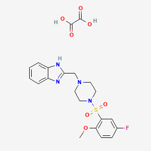 molecular formula C21H23FN4O7S B2783024 2-((4-((5-fluoro-2-methoxyphenyl)sulfonyl)piperazin-1-yl)methyl)-1H-benzo[d]imidazole oxalate CAS No. 1351590-98-1