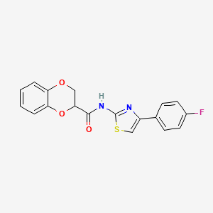 molecular formula C18H13FN2O3S B2783025 N-[4-(4-氟苯基)-1,3-噻唑-2-基]-2,3-二氢-1,4-苯并二噁嗪-2-甲酰胺 CAS No. 515841-79-9