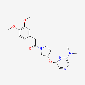 molecular formula C20H26N4O4 B2783033 2-(3,4-Dimethoxyphenyl)-1-(3-((6-(dimethylamino)pyrazin-2-yl)oxy)pyrrolidin-1-yl)ethanone CAS No. 2034209-42-0