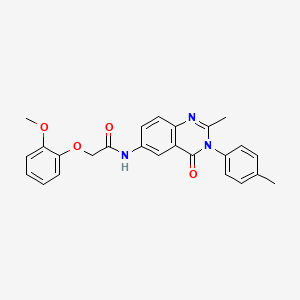 molecular formula C25H23N3O4 B2783042 2-(2-methoxyphenoxy)-N-(2-methyl-4-oxo-3-(p-tolyl)-3,4-dihydroquinazolin-6-yl)acetamide CAS No. 1105206-35-6
