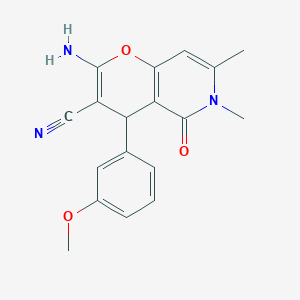 molecular formula C18H17N3O3 B2783056 2-氨基-4-(3-甲氧基苯基)-6,7-二甲基-5-氧代-5,6-二氢-4H-吡喃并[3,2-c]吡啶-3-碳腈 CAS No. 882357-72-4