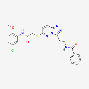 molecular formula C23H21ClN6O3S B2783066 N-(2-(6-((2-((5-氯-2-甲氧基苯基)氨基)-2-氧乙基)硫代-[1,2,4]三唑并[4,3-b]吡啶-3-基)乙基)苯甲酰胺 CAS No. 872993-94-7