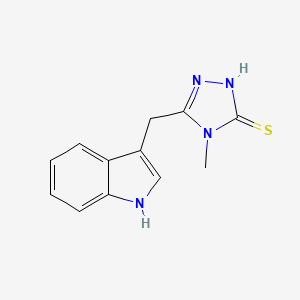 molecular formula C12H12N4S B2783068 5-(1H-indol-3-ylmethyl)-4-methyl-4H-1,2,4-triazol-3-ylhydrosulfide CAS No. 477859-10-2