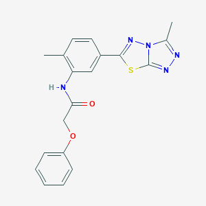 molecular formula C19H17N5O2S B278307 N-[2-methyl-5-(3-methyl[1,2,4]triazolo[3,4-b][1,3,4]thiadiazol-6-yl)phenyl]-2-phenoxyacetamide 