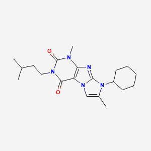 molecular formula C20H29N5O2 B2783081 8-cyclohexyl-3-isopentyl-1,7-dimethyl-1H-imidazo[2,1-f]purine-2,4(3H,8H)-dione CAS No. 887468-07-7