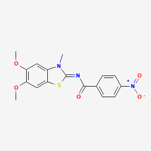 molecular formula C17H15N3O5S B2783083 N-(5,6-dimethoxy-3-methyl-1,3-benzothiazol-2-ylidene)-4-nitrobenzamide CAS No. 895447-01-5