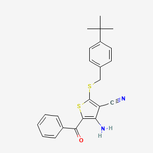 molecular formula C23H22N2OS2 B2783084 4-氨基-5-苯甲酰基-2-[(4-叔丁基苯基)硫代基]噻吩-3-碳腈 CAS No. 478081-62-8