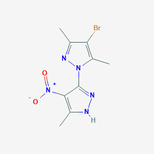 molecular formula C9H10BrN5O2 B2783091 4-bromo-3,5-dimethyl-1-(5-methyl-4-nitro-1H-pyrazol-3-yl)pyrazole CAS No. 384821-32-3