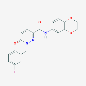 molecular formula C20H16FN3O4 B2783098 N-(2,3-dihydrobenzo[b][1,4]dioxin-6-yl)-1-(3-fluorobenzyl)-6-oxo-1,6-dihydropyridazine-3-carboxamide CAS No. 1040663-63-5