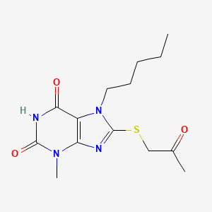 molecular formula C14H20N4O3S B2783107 3-Methyl-8-(2-oxopropylsulfanyl)-7-pentylpurine-2,6-dione CAS No. 328068-58-2