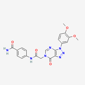 molecular formula C21H19N7O5 B2783114 4-(2-(3-(3,4-dimethoxyphenyl)-7-oxo-3H-[1,2,3]triazolo[4,5-d]pyrimidin-6(7H)-yl)acetamido)benzamide CAS No. 872594-52-0
