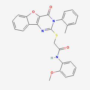 molecular formula C26H21N3O4S B2783124 N-(2-methoxyphenyl)-2-((4-oxo-3-(o-tolyl)-3,4-dihydrobenzofuro[3,2-d]pyrimidin-2-yl)thio)acetamide CAS No. 895649-35-1