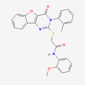 molecular formula C26H21N3O4S B2783124 N-(2-甲氧基苯基)-2-((4-氧代-3-(邻甲苯基)-3,4-二氢苯并噻咯[3,2-d]嘧啶-2-基)硫)乙酰胺 CAS No. 895649-35-1