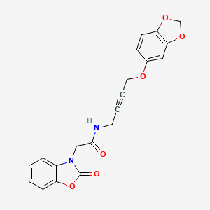 molecular formula C20H16N2O6 B2783125 N-(4-(苯并[d][1,3]二氧杂环戊-5-氧基)丁-2-炔-1-基)-2-(2-氧代苯并[d]噁唑-3(2H)-基)乙酰胺 CAS No. 1448073-15-1
