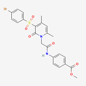 molecular formula C23H21BrN2O6S B2783127 methyl 4-({[3-[(4-bromophenyl)sulfonyl]-4,6-dimethyl-2-oxopyridin-1(2H)-yl]acetyl}amino)benzoate CAS No. 1251695-84-7
