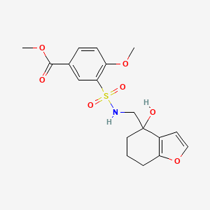 molecular formula C18H21NO7S B2783132 methyl 3-(N-((4-hydroxy-4,5,6,7-tetrahydrobenzofuran-4-yl)methyl)sulfamoyl)-4-methoxybenzoate CAS No. 2319722-81-9