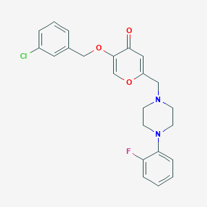 molecular formula C23H22ClFN2O3 B2783134 5-((3-chlorobenzyl)oxy)-2-((4-(2-fluorophenyl)piperazin-1-yl)methyl)-4H-pyran-4-one CAS No. 898440-32-9