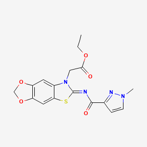 ethyl 2-[6-(1-methylpyrazole-3-carbonyl)imino-[1,3]dioxolo[4,5-f][1,3]benzothiazol-7-yl]acetate