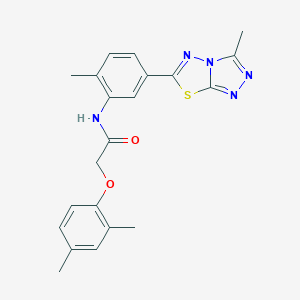 molecular formula C21H21N5O2S B278314 2-(2,4-dimethylphenoxy)-N-[2-methyl-5-(3-methyl[1,2,4]triazolo[3,4-b][1,3,4]thiadiazol-6-yl)phenyl]acetamide 
