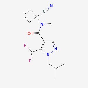 molecular formula C15H20F2N4O B2783157 N-(1-cyanocyclobutyl)-5-(difluoromethyl)-N-methyl-1-(2-methylpropyl)-1H-pyrazole-4-carboxamide CAS No. 1797784-92-9