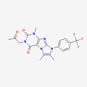molecular formula C20H18F3N5O3 B2783168 4,7,8-三甲基-2-(2-氧代丙基)-6-(4-(三氟甲基)苯基)嘌呤并[7,8-a]咪唑-1,3-二酮 CAS No. 878734-31-7