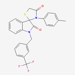 molecular formula C25H19F3N2O2S B2783201 3'-(4-Methylphenyl)-1-{[3-(trifluoromethyl)phenyl]methyl}-1,2-dihydrospiro[indole-3,2'-[1,3]thiazolidine]-2,4'-dione CAS No. 894549-93-0