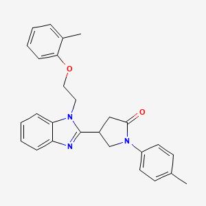 molecular formula C27H27N3O2 B2783204 1-(对甲苯基)-4-(1-(2-(邻甲苯氧)乙基)-1H-苯并[d]咪唑-2-基)吡咯烷-2-酮 CAS No. 845662-44-4