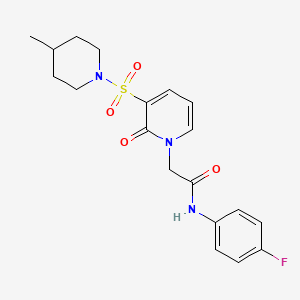 molecular formula C19H22FN3O4S B2783209 N-(4-fluorophenyl)-2-(3-((4-methylpiperidin-1-yl)sulfonyl)-2-oxopyridin-1(2H)-yl)acetamide CAS No. 1251680-88-2