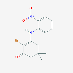 2-Bromo-5,5-dimethyl-3-((2-nitrophenyl)amino)cyclohex-2-EN-1-one