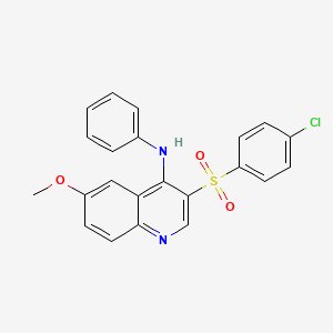 molecular formula C22H17ClN2O3S B2783237 3-((4-chlorophenyl)sulfonyl)-6-methoxy-N-phenylquinolin-4-amine CAS No. 895640-60-5