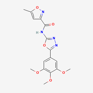 molecular formula C16H16N4O6 B2783246 5-methyl-N-(5-(3,4,5-trimethoxyphenyl)-1,3,4-oxadiazol-2-yl)isoxazole-3-carboxamide CAS No. 946202-32-0