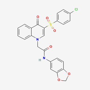 molecular formula C24H17ClN2O6S B2783253 N-(benzo[d][1,3]dioxol-5-yl)-2-(3-((4-chlorophenyl)sulfonyl)-4-oxoquinolin-1(4H)-yl)acetamide CAS No. 902521-55-5