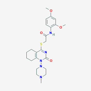 molecular formula C23H31N5O4S B2783254 N-(2,4-dimethoxyphenyl)-2-((1-(4-methylpiperazin-1-yl)-2-oxo-1,2,5,6,7,8-hexahydroquinazolin-4-yl)thio)acetamide CAS No. 899951-41-8