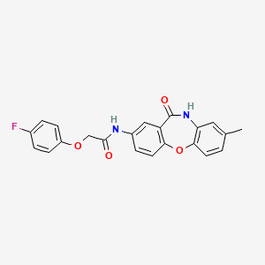 molecular formula C22H17FN2O4 B2783257 2-(4-fluorophenoxy)-N-(8-methyl-11-oxo-10,11-dihydrodibenzo[b,f][1,4]oxazepin-2-yl)acetamide CAS No. 922109-57-7